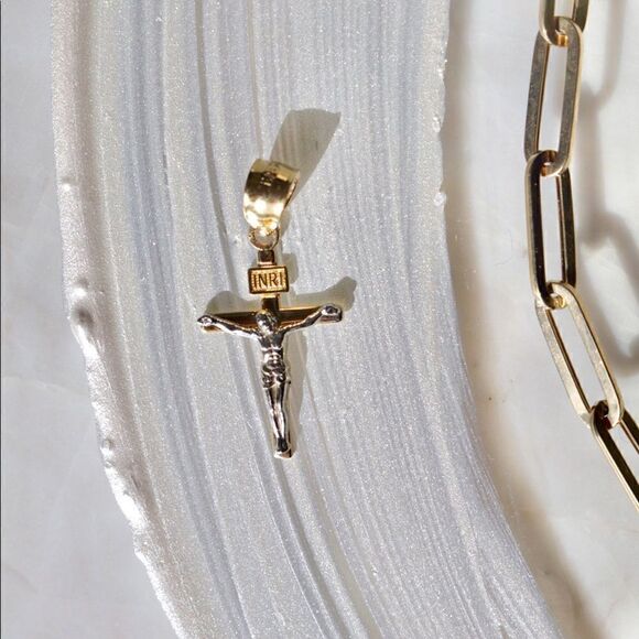 Crucifix of christ cross 14k real solid gold Jesus CHARM perfect gift - Picture 6 of 12